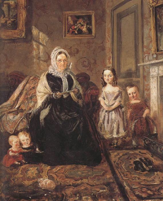 william holman hunt,o.m.,r.w.s Group Portrait of Mrs Davies,of Wormbridge Court,Hereford with Four of her Clark (mk37)